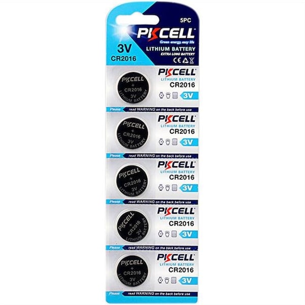 Pkcell PK Cell CR2016-5B 3.0V Flat Lithium Manganese Battery; Pack of 5 CR2016-5B - main